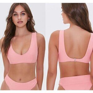 Forever 21 Light Pink V-Neck High Waist Bikini Set Size L/XL NWT